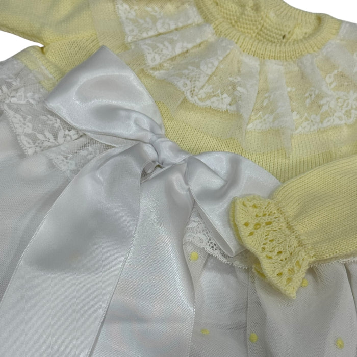 Andrea Yellow Half-Knitted Tulle Gown