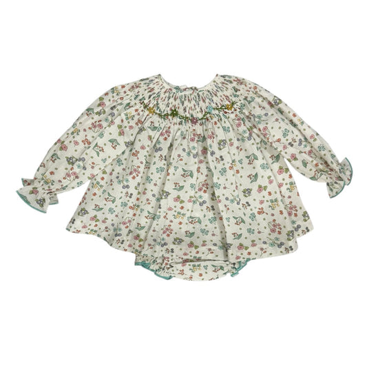 Andreina Floral Long Sleeves Handsmocked 2-piece Set