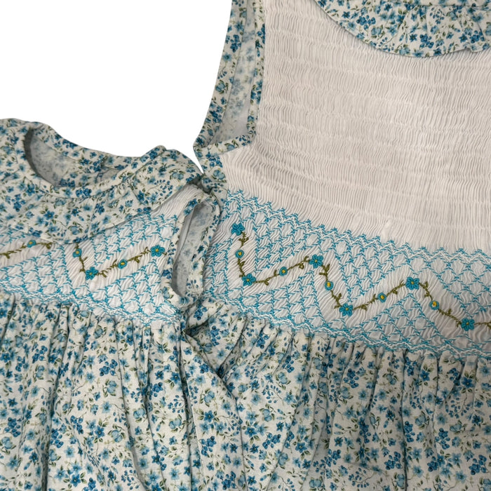 Andrezza Flowers Light Blue Sleeveless Handsmocked Girl Dress