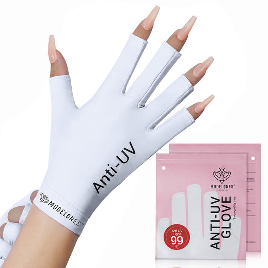 White Anti-UV light Glove For Nails Salon Professional UPF 99+ Nail Tools MODELONES #white