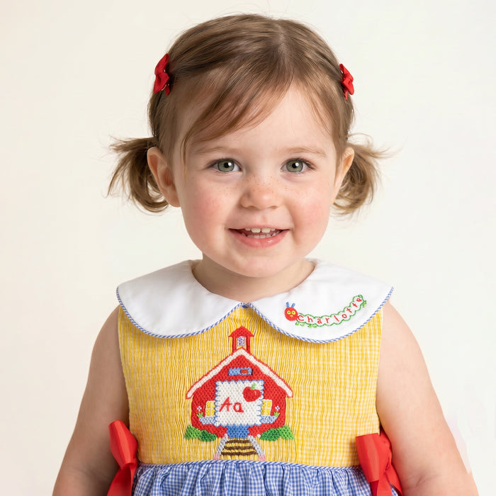 Apple Schoolhouse Girl Romper 🍎📚