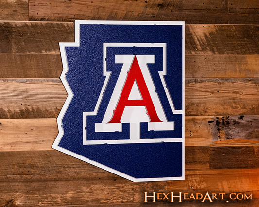 Arizona Wildcats  "A on STATE"  3D Vintage Metal Wall Art