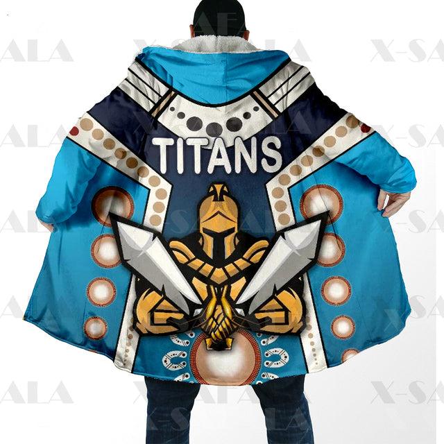 Assorted Anzac Day Indigenous Printed NRL Duffle Hooded Cloaks - Titans & Bulldogs