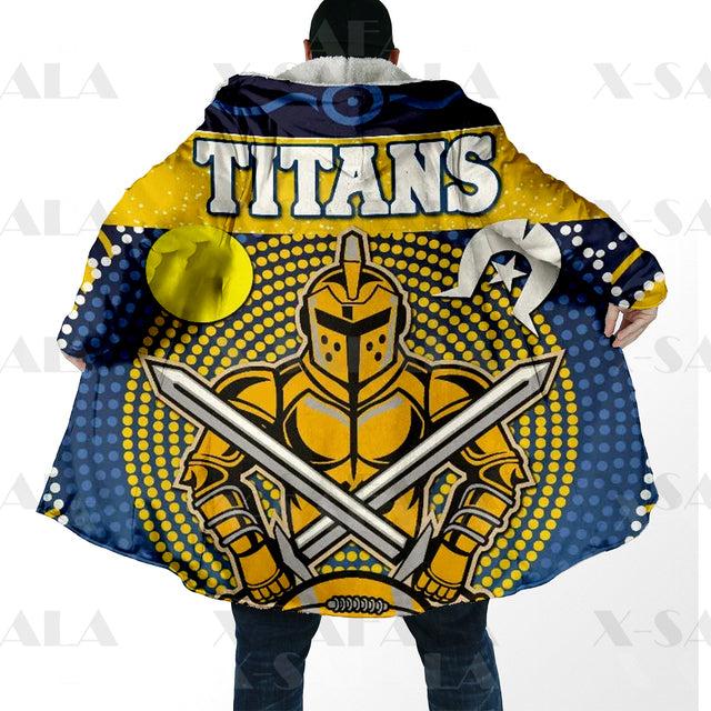 Assorted Anzac Day Indigenous Printed NRL Duffle Hooded Cloaks - Titans & Bulldogs
