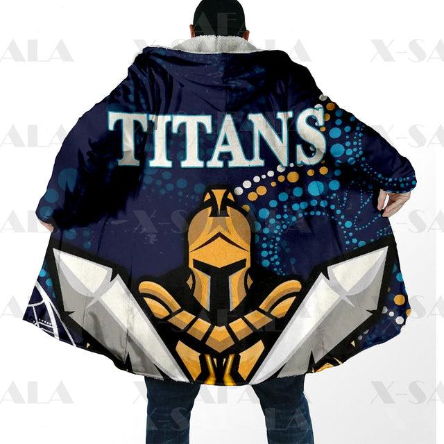 Assorted Anzac Day Indigenous Printed NRL Duffle Hooded Cloaks - Titans & Bulldogs