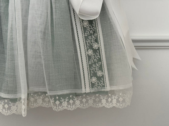 Aurora Luxe Off White/Green 2-piece Handsmocked Dress