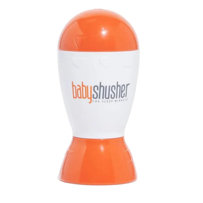 Orange and white 'baby shusher' product on a white background