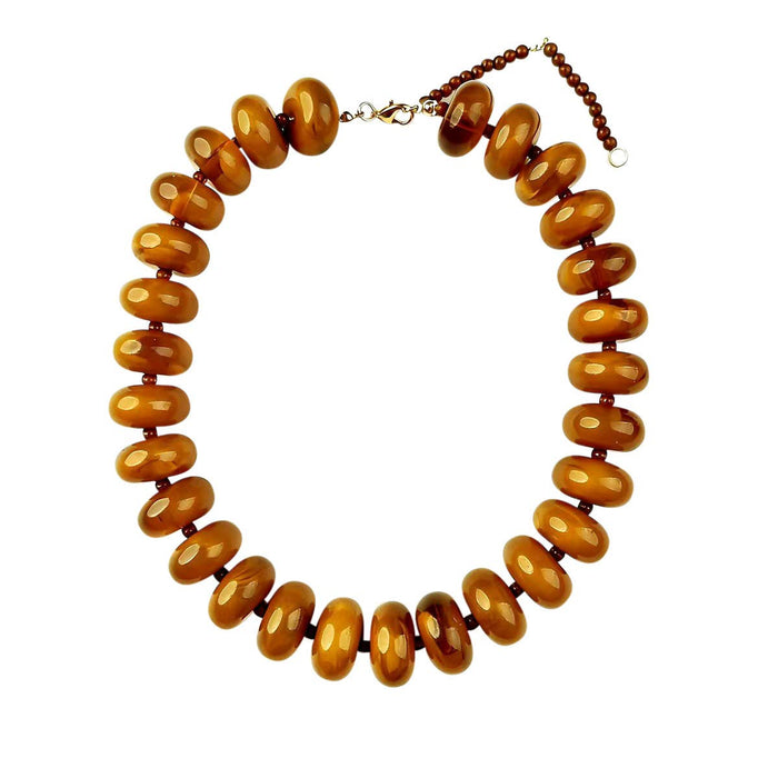 Bailey chunky beaded statement necklace in tortoise with gold-tone clasp