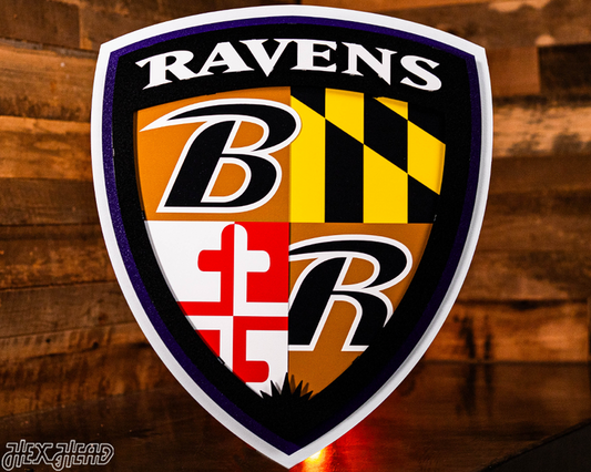 Baltimore Ravens "Shield" 3D Vintage Metal Wall Art