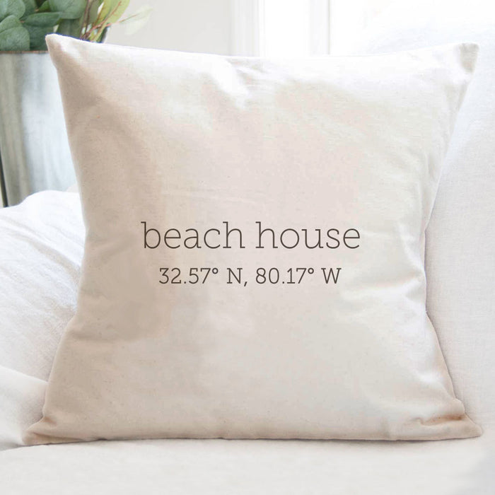 Beach House Coordinates - Custom Square Canvas Pillow