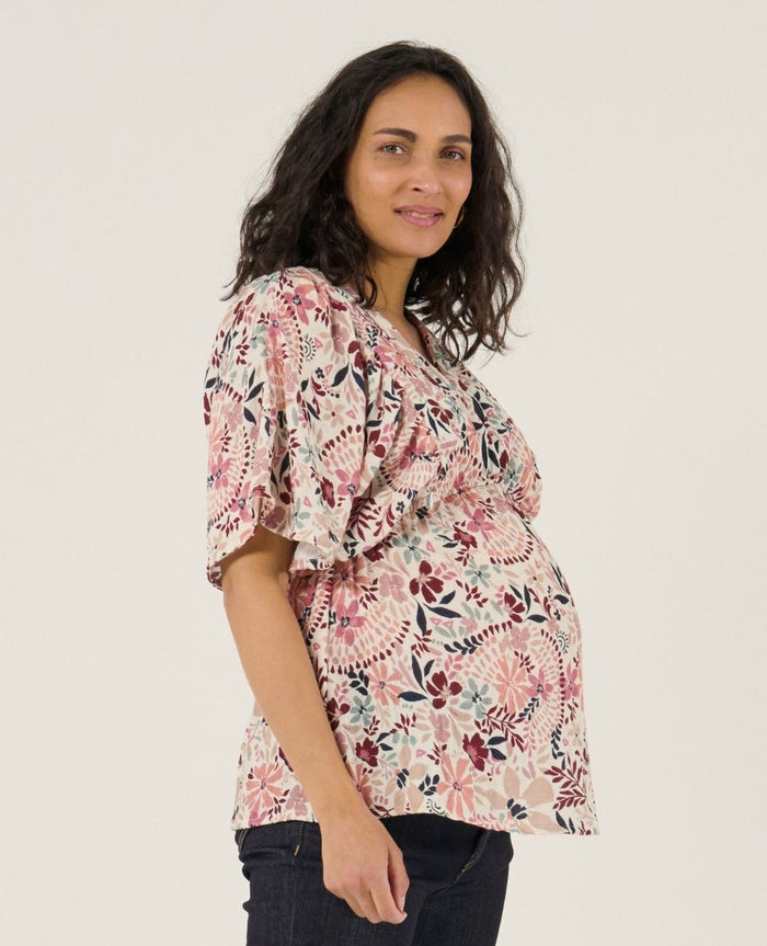 Bella nursing butterfly sleeve blouse - Multicolor