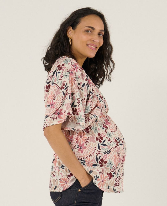 Bella nursing butterfly sleeve blouse - Multicolor