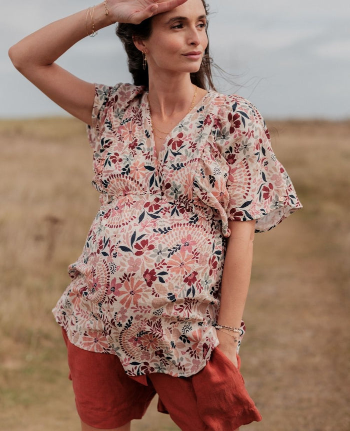 Bella nursing butterfly sleeve blouse - Multicolor