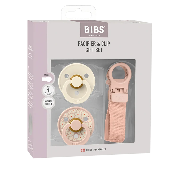 BIBS Colour Dummy & Loop Clip Gift Set - Blush