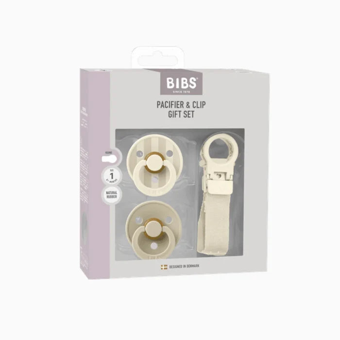 BIBS Colour Dummy & Loop Clip Gift Set - Ivory