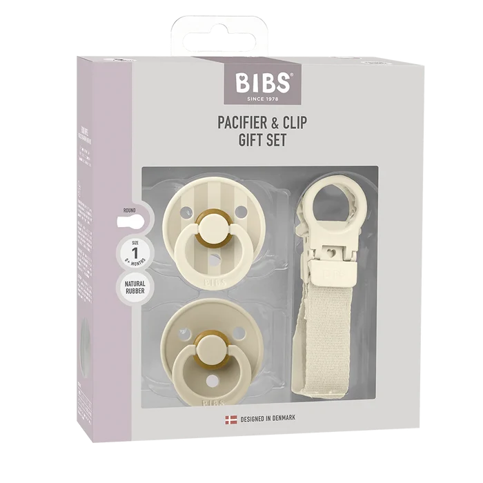 BIBS Colour Dummy & Loop Clip Gift Set - Ivory