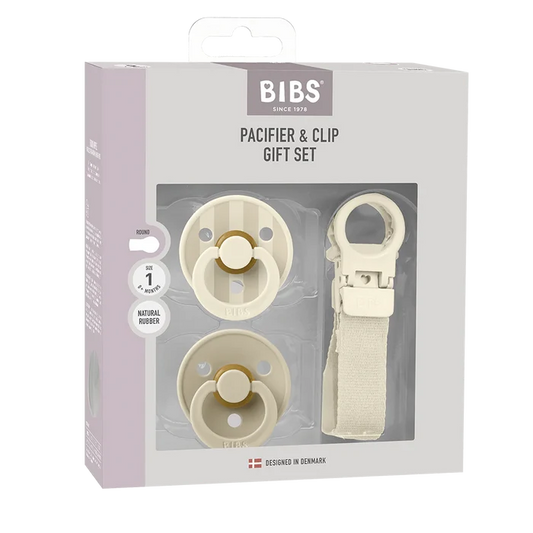 BIBS Colour Dummy & Loop Clip Gift Set - Ivory