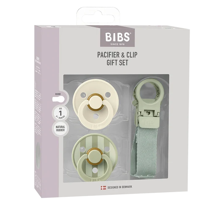 BIBS Colour Dummy & Loop Clip Gift Set - Sage