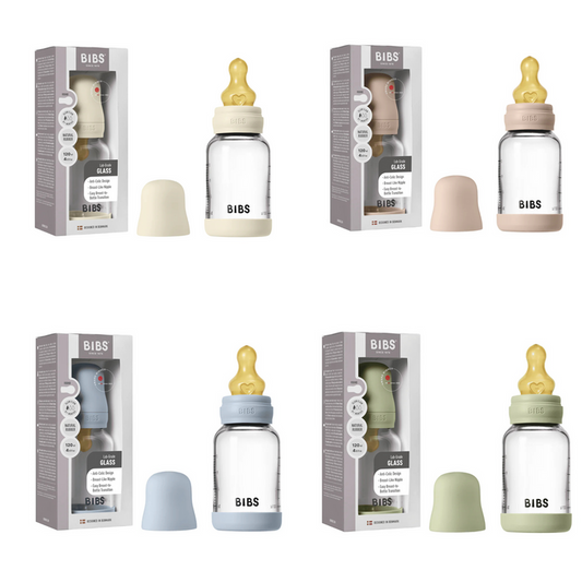 Bibs Glass Baby Bottle Complete Set 120ml Latex - Tiny Tots Baby Store