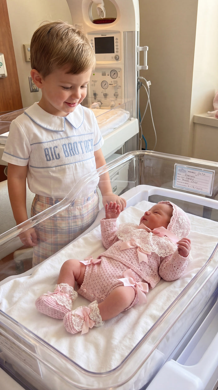 Big Brother Pastel Gingham Handsmocked 2-Pc