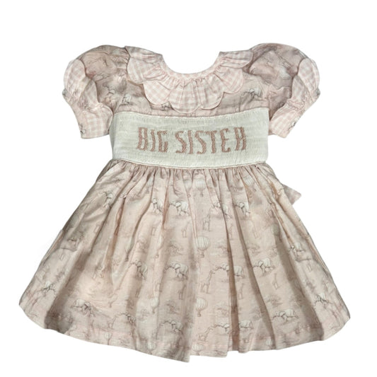 Big Sister Safari Handsmocked Dress