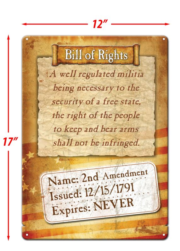 bill of rights 2nd amendment gun sign