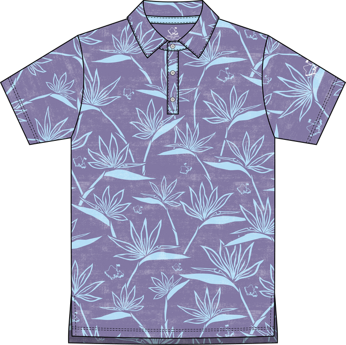 "Birdies of Paradise" Ube Sky - OGA Men's Polo - Ube / Periwinkle