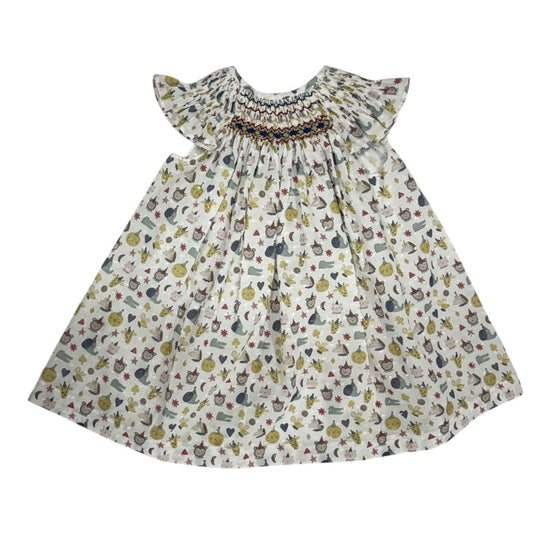 Birthday Animals Hat Handsmocked Short Sleeve Dress