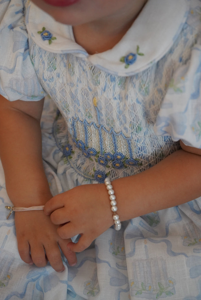 Birthday Blue Cake and Bows Handsmocked Dress