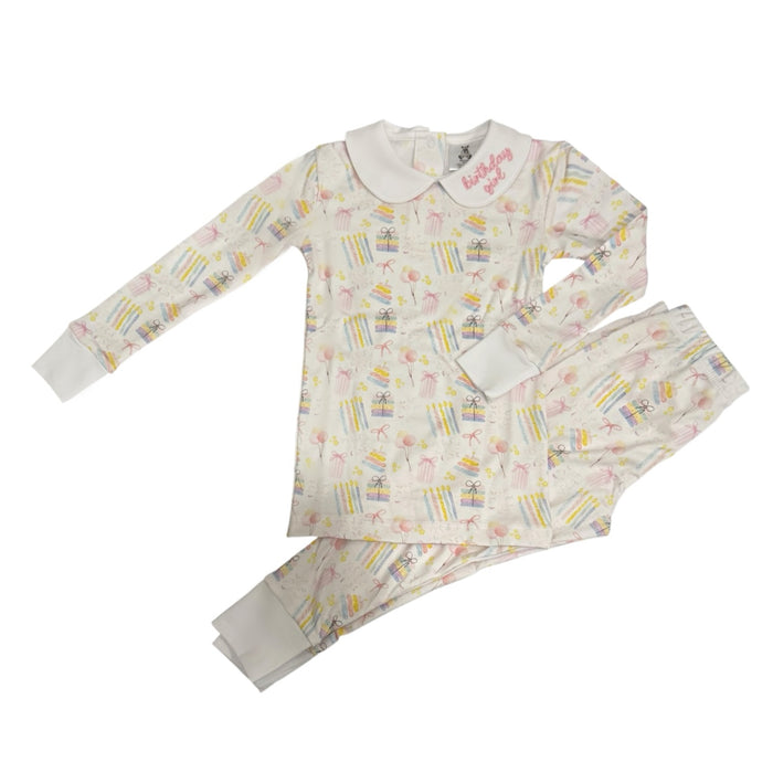 Birthday Girl Embroidered Pima Cotton 2-Pc Set