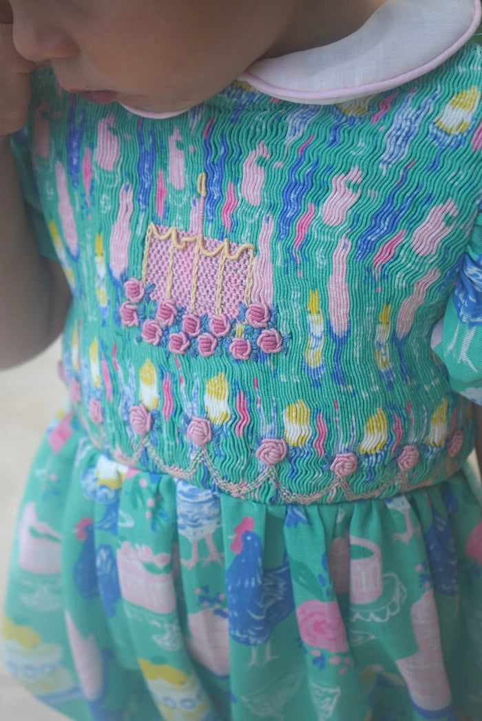 Birthday Green Chicken/Hen Italian Cake Romper