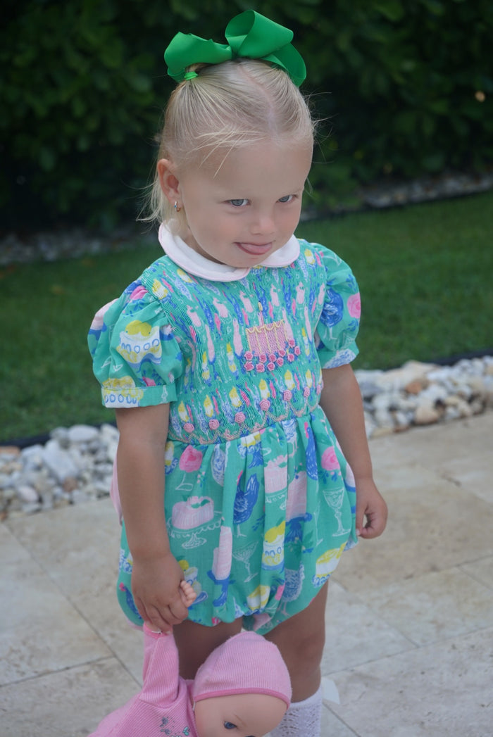 Birthday Green Chicken/Hen Italian Cake Romper