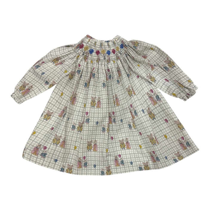 Birthday Mouse Handsmocked Long Sleeve Dress