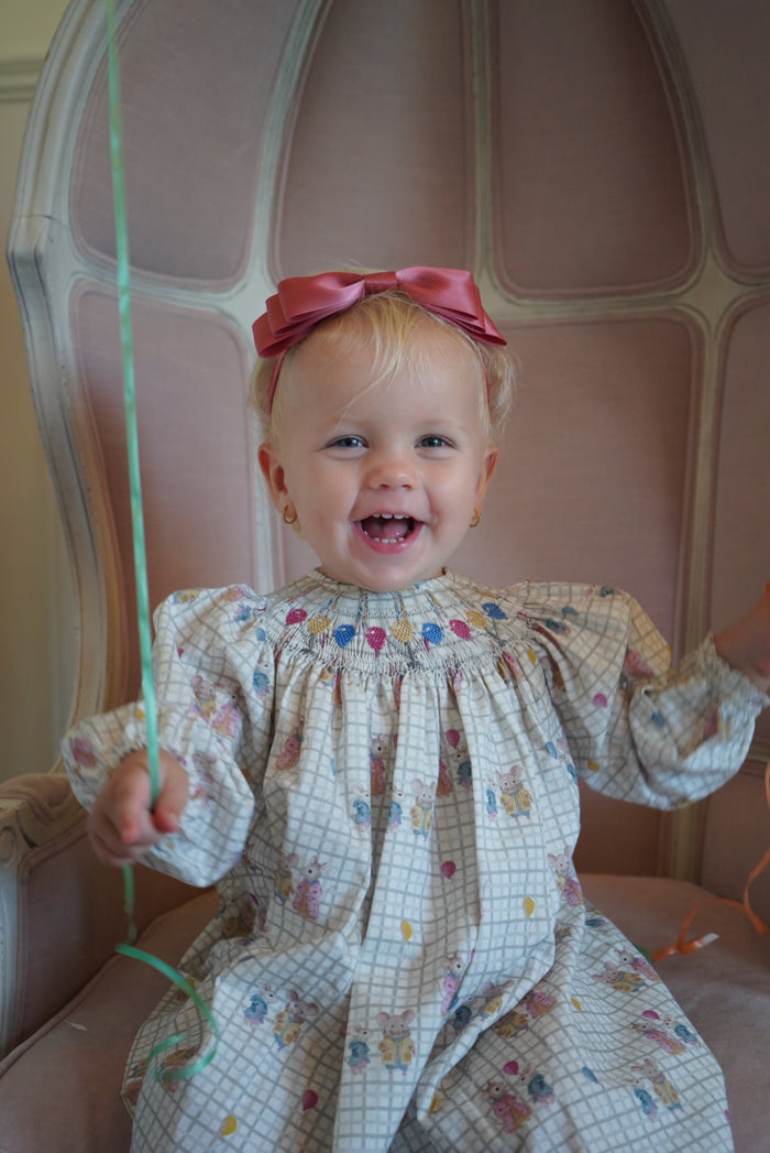 Birthday Mouse Handsmocked Long Sleeve Dress