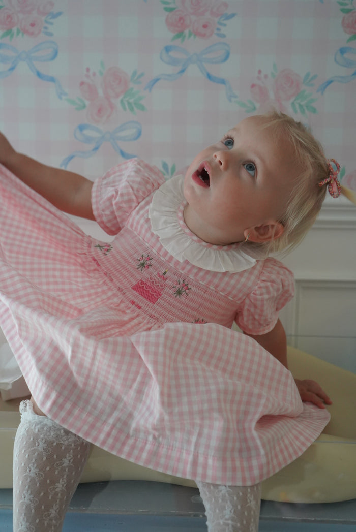 Birthday Pink Gingham Girl Dress