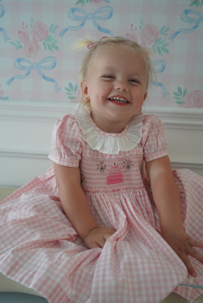 Birthday Pink Gingham Girl Dress