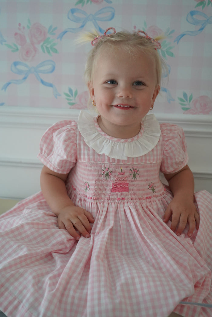 Birthday Pink Gingham Girl Dress