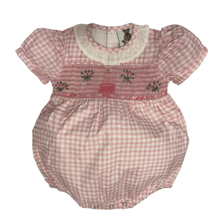 Birthday Pink Gingham Girl Romper