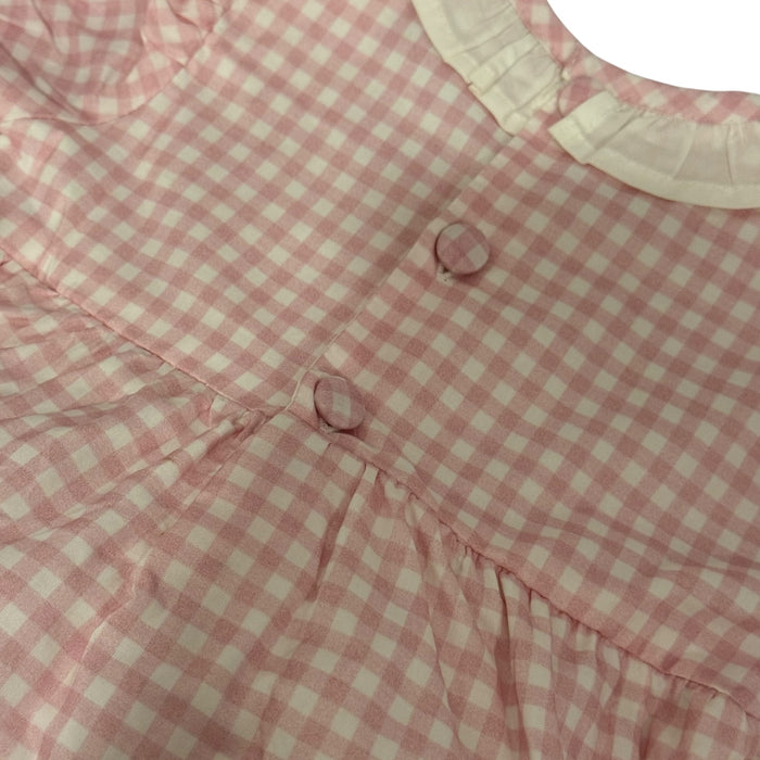 Birthday Pink Gingham Girl Romper