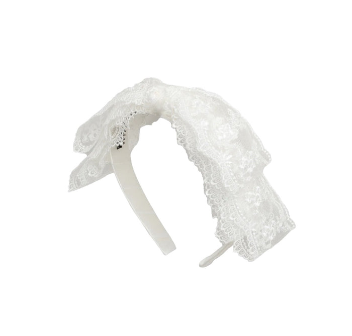 Blair Lace Bow White Headand