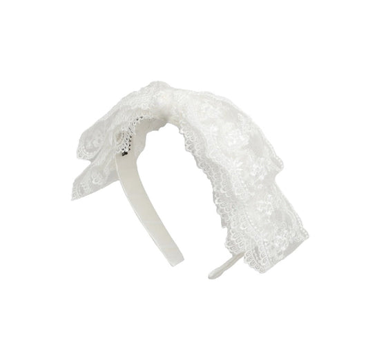 Blair Lace Bow White Headand