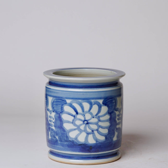 Blue and White Large Floral Cachepot