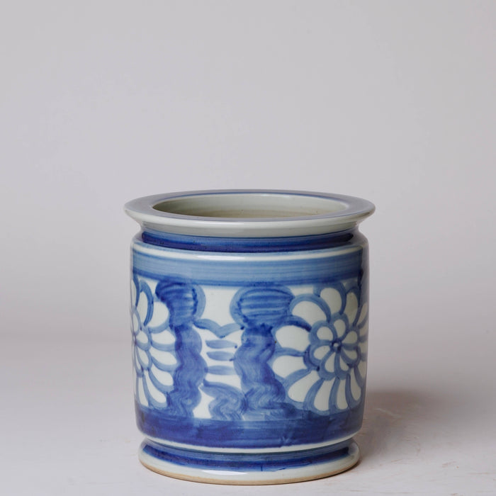 Blue and White Large Floral Cachepot