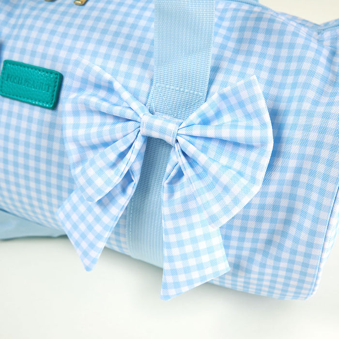 Blue Gingham Double Bow Duffle Bag