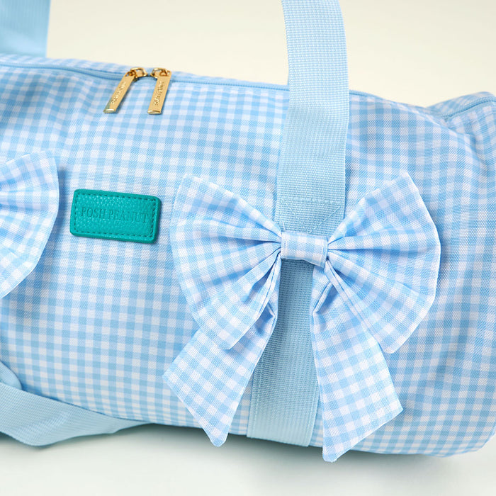 Blue Gingham Double Bow Duffle Bag