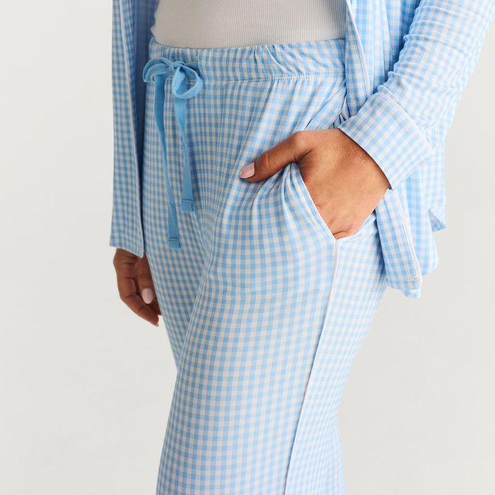 Blue Gingham Women's Luxe Pajama Pant Set