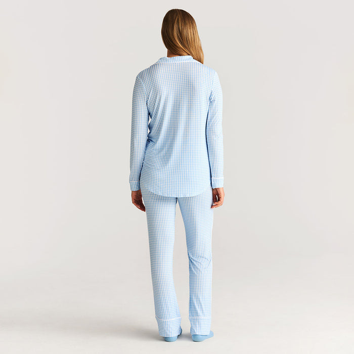 Blue Gingham Women's Luxe Pajama Pant Set