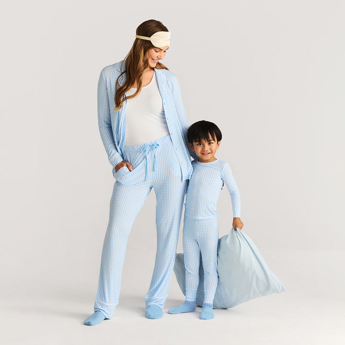 Blue Gingham Women's Luxe Pajama Pant Set