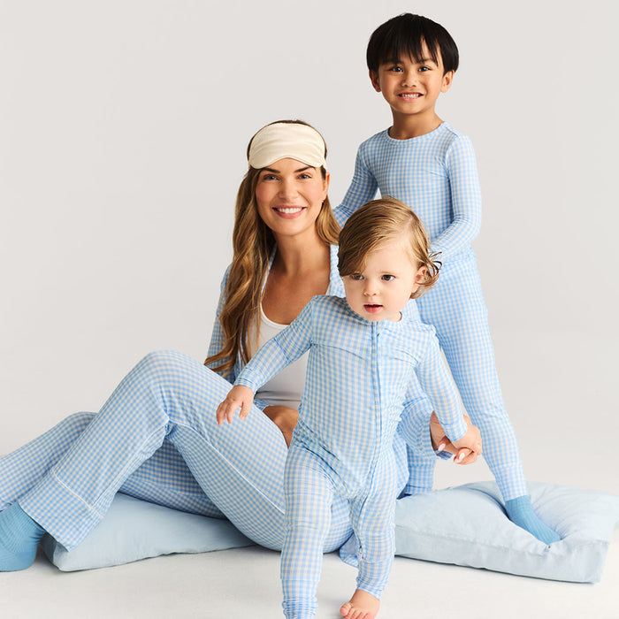 Blue Gingham Women's Luxe Pajama Pant Set