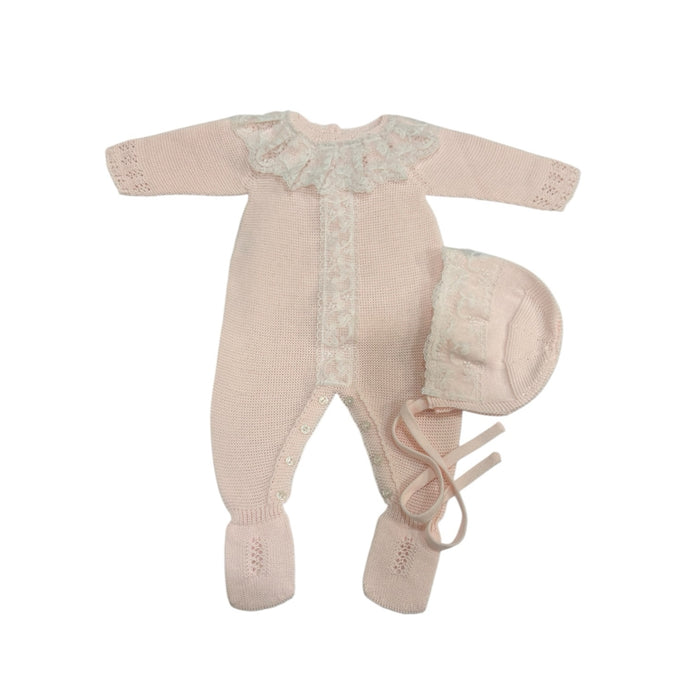 Briggita Luxe Pink Babygrow with Bonnet